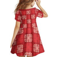 Red Palaka Quilt Hawaii Family Matching Long Sleeve Bodycon Dress and Hawaiian Shirt Traditional Hawaii-plaid Pattern - Polynesian Pride