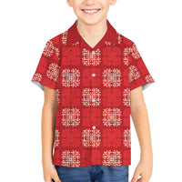 Red Palaka Quilt Hawaii Family Matching Long Sleeve Bodycon Dress and Hawaiian Shirt Traditional Hawaii-plaid Pattern - Polynesian Pride