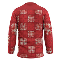 Red Palaka Quilt Hawaii Hockey Jersey Traditional Hawaii-plaid Pattern - Polynesian Pride