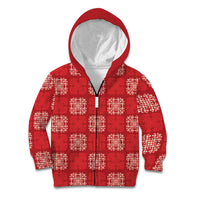 Red Palaka Quilt Hawaii Kid Hoodie Traditional Hawaii-plaid Pattern - Polynesian Pride
