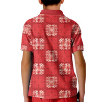 Red Palaka Quilt Hawaii Kid Polo Shirt Traditional Hawaii-plaid Pattern - Polynesian Pride