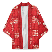 Red Palaka Quilt Hawaii Kimono Traditional Hawaii-plaid Pattern - Polynesian Pride