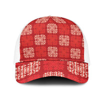 Red Palaka Quilt Hawaii Mesh Trucker Cap Traditional Hawaii-plaid Pattern LT14 One Size White Red - Polynesian Pride