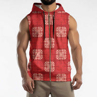 Red Palaka Quilt Hawaii Sleeveless Zip Hoodie Traditional Hawaii-plaid Pattern LT14 - Polynesian Pride