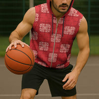 Red Palaka Quilt Hawaii Sleeveless Zip Hoodie Traditional Hawaii-plaid Pattern LT14 - Polynesian Pride