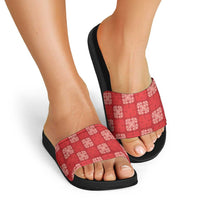 Red Palaka Quilt Hawaii Slide Sandals Traditional Hawaii-plaid Pattern - Polynesian Pride