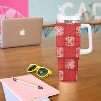 Red Palaka Quilt Hawaii Tumbler With Handle Traditional Hawaii-plaid Pattern - Polynesian Pride