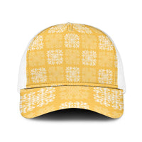 Yellow Palaka Quilt Hawaii Baseball Net Cap Traditional Hawaii-plaid Pattern LT14 One Size White Yellow - Polynesian Pride