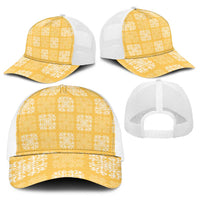 Yellow Palaka Quilt Hawaii Baseball Net Cap Traditional Hawaii-plaid Pattern LT14 - Polynesian Pride