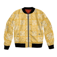Yellow Palaka Quilt Hawaii Bomber Jacket Traditional Hawaii-plaid Pattern - Polynesian Pride