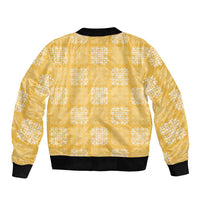 Yellow Palaka Quilt Hawaii Bomber Jacket Traditional Hawaii-plaid Pattern - Polynesian Pride