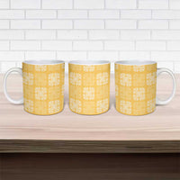 Yellow Palaka Quilt Hawaii Ceramic Mug Traditional Hawaii-plaid Pattern - Polynesian Pride