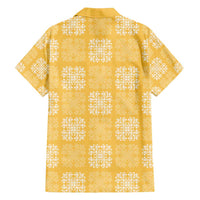 Yellow Palaka Quilt Hawaii Family Matching Off Shoulder Short Dress and Hawaiian Shirt Traditional Hawaii-plaid Pattern - Polynesian Pride