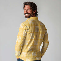 Yellow Palaka Quilt Hawaii Long Sleeve Polo Shirt Traditional Hawaii-plaid Pattern - Polynesian Pride
