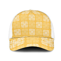 Yellow Palaka Quilt Hawaii Mesh Trucker Cap Traditional Hawaii-plaid Pattern LT14 One Size White Yellow - Polynesian Pride