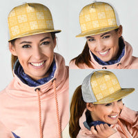 Yellow Palaka Quilt Hawaii Mesh Trucker Cap Traditional Hawaii-plaid Pattern LT14 - Polynesian Pride