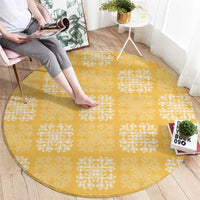 Yellow Palaka Quilt Hawaii Round Carpet Traditional Hawaii-plaid Pattern - Polynesian Pride
