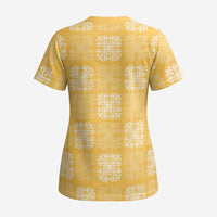 Yellow Palaka Quilt Hawaii Scrub Top Traditional Hawaii-plaid Pattern - Polynesian Pride