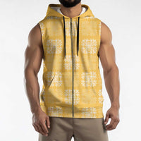 Yellow Palaka Quilt Hawaii Sleeveless Zip Hoodie Traditional Hawaii-plaid Pattern - Polynesian Pride