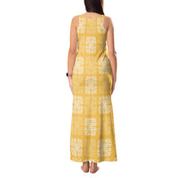 Yellow Palaka Quilt Hawaii Tank Maxi Dress Traditional Hawaii-plaid Pattern - Polynesian Pride