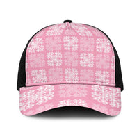 Pink Palaka Quilt Hawaii Baseball Net Cap Traditional Hawaii-plaid Pattern LT14 One Size Black Pink - Polynesian Pride