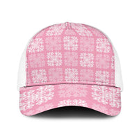Pink Palaka Quilt Hawaii Baseball Net Cap Traditional Hawaii-plaid Pattern LT14 One Size White Pink - Polynesian Pride