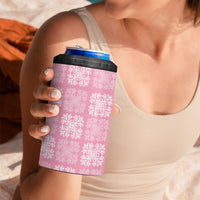 Pink Palaka Quilt Hawaii 4 in 1 Can Cooler Tumbler Traditional Hawaii-plaid Pattern - Polynesian Pride