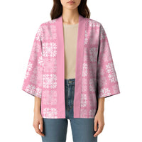 Pink Palaka Quilt Hawaii Kimono Traditional Hawaii-plaid Pattern - Polynesian Pride