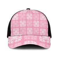 Pink Palaka Quilt Hawaii Mesh Trucker Cap Traditional Hawaii-plaid Pattern - Polynesian Pride