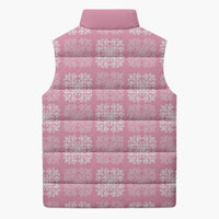 Pink Palaka Quilt Hawaii Sleeveless Puffer Jacket Traditional Hawaii-plaid Pattern - Polynesian Pride
