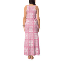 Pink Palaka Quilt Hawaii Tank Maxi Dress Traditional Hawaii-plaid Pattern - Polynesian Pride