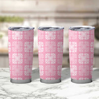 Pink Palaka Quilt Hawaii Tumbler Cup Traditional Hawaii-plaid Pattern - Polynesian Pride