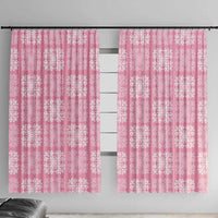 Pink Palaka Quilt Hawaii Window Curtain Traditional Hawaii-plaid Pattern LT14 With Hooks Pink - Polynesian Pride