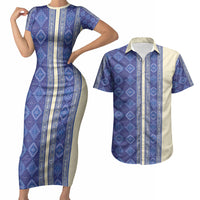 Mabuhay Philippines Festival Couples Matching Short Sleeve Bodycon Dress and Hawaiian Shirt Yakan Modern Filipiniana Inspired LT14 Blue - Polynesian Pride
