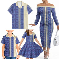 Mabuhay Philippines Festival Family Matching Off The Shoulder Long Sleeve Dress and Hawaiian Shirt Yakan Modern Filipiniana Inspired LT14 - Polynesian Pride