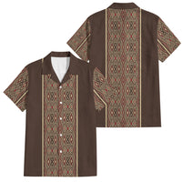 Mabuhay Philippines Festival Family Matching Puletasi and Hawaiian Shirt Tnalak Modern Filipiniana Inspired LT14 Dad's Shirt - Short Sleeve Brown - Polynesian Pride