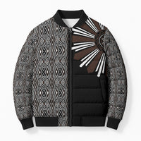 Mabuhay Philippines Festival Bomber Puffer Jacket Araw Tnalak Modern Filipiniana Inspired LT14 Unisex Black - Polynesian Pride