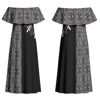 Mabuhay Philippines Festival Family Matching Off Shoulder Maxi Dress and Hawaiian Shirt Araw Tnalak Modern Filipiniana Inspired LT14 Mom's Dress Black - Polynesian Pride
