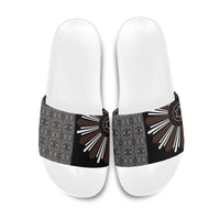 Mabuhay Philippines Festival Slide Sandals Araw Tnalak Modern Filipiniana Inspired LT14 Black - Polynesian Pride