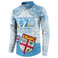 Fiji Day 1970 Button Sweatshirt Proud To Be A Fijian Tapa Pattern LT14 - Polynesian Pride