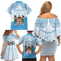 Fiji Day 1970 Family Matching Off Shoulder Short Dress and Hawaiian Shirt Proud To Be A Fijian Tapa Pattern