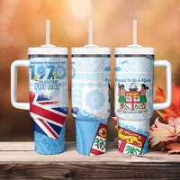 Fiji Day 1970 Tumbler With Handle Proud To Be A Fijian Tapa Pattern LT14 - Polynesian Pride