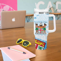 Fiji Day 1970 Tumbler With Handle Proud To Be A Fijian Tapa Pattern LT14 - Polynesian Pride