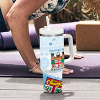 Fiji Day 1970 Tumbler With Handle Proud To Be A Fijian Tapa Pattern LT14 - Polynesian Pride