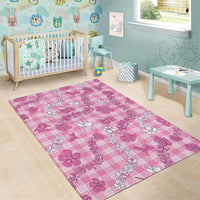 Alaka Aloha Hawaii Area Rug Plumeria Lei With Palaka Motif - Polynesian Pride