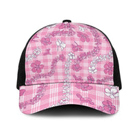 Alaka Aloha Hawaii Baseball Net Cap Plumeria Lei With Palaka Motif LT14 One Size Black Pink - Polynesian Pride