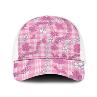 Alaka Aloha Hawaii Baseball Net Cap Plumeria Lei With Palaka Motif LT14 One Size White Pink - Polynesian Pride