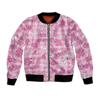 Alaka Aloha Hawaii Bomber Jacket Plumeria Lei With Palaka Motif - Polynesian Pride