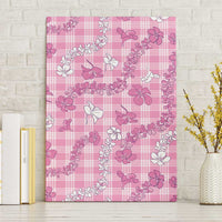 Alaka Aloha Hawaii Canvas Wall Art Plumeria Lei With Palaka Motif LT14 Without Frame Pink - Polynesian Pride
