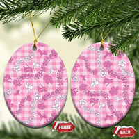 Alaka Aloha Hawaii Ceramic Ornament Plumeria Lei With Palaka Motif LT14 Oval Pink - Polynesian Pride